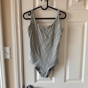 Everlane The Bodysuit Sleeveless Scoop Back in Gray Supima Cotton Size XS